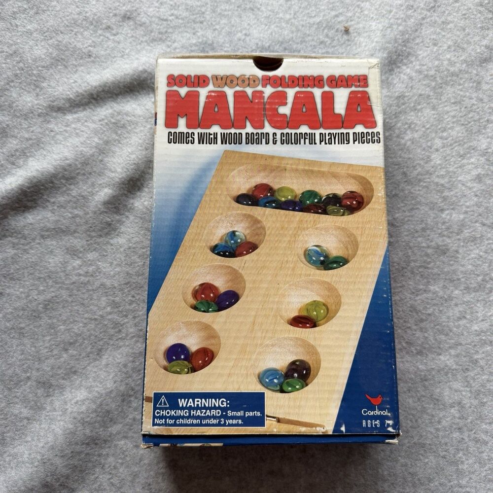 Cardinal Solid Wood Folding Mancala Game Complete with Colorful Playing Pieces